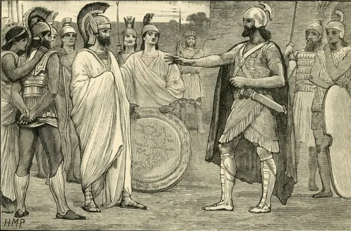 Framed Print : Interview Between Agesilaus and Pharnabazus, 1890. Creator: Unknown Framed Print : Interview Between Agesilaus and Pharnabazus, 1890. Creator: Unknown