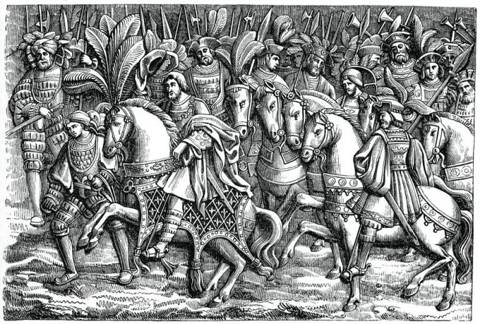 Framed Print : Interview between Francis I and Henry VIII, on the Field of the Cloth of Gold, 1520, (1870) Framed Print : Interview between Francis I and Henry VIII, on the Field of the Cloth of Gold, 1520, (1870)