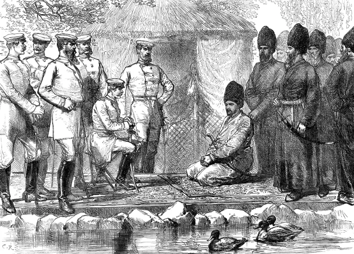Framed Print : Interview between General Kaufmann and the Khan of Khiva, 1874. Creator: Unknown Framed Print : Interview between General Kaufmann and the Khan of Khiva, 1874. Creator: Unknown