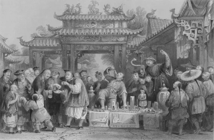 Framed Print : An Intinerant Doctor at Tien-sing, 1843. Artist: P Lightfoot Framed Print : An Intinerant Doctor at Tien-sing, 1843. Artist: P Lightfoot