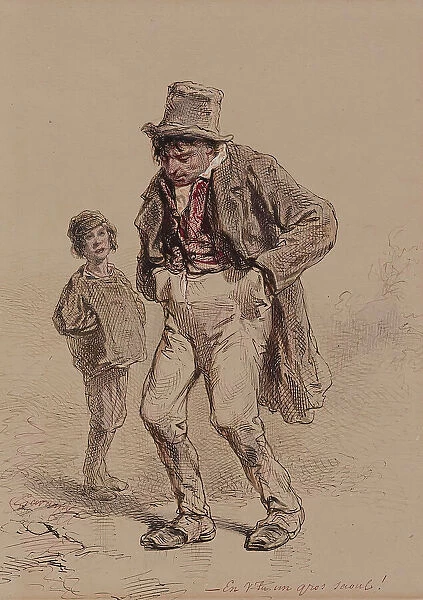 Intoxicated Man and Boy, c1859. Creator: Paul Gavarni