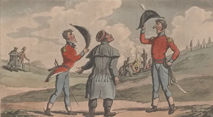 Framed Print : Introduced to his Colonel, from The Military Adventures of Johnny Newcome Framed Print : Introduced to his Colonel, from The Military Adventures of Johnny Newcome