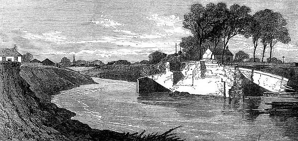 The Inundation in the Fens: the blown sluice at the Marshland Drain, 1862. Creator: Unknown