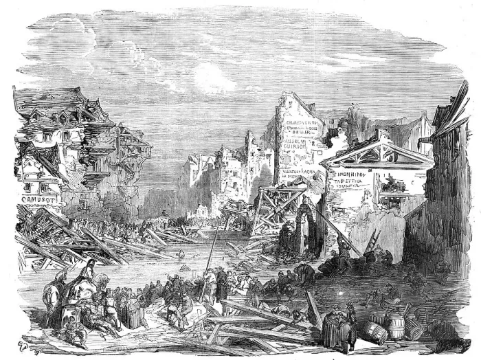 Framed Print : The Inundation at Lyons - sketched by Gustave Dore, 1856. Creator: Gustave Doré Framed Print : The Inundation at Lyons - sketched by Gustave Dore, 1856. Creator: Gustave Doré