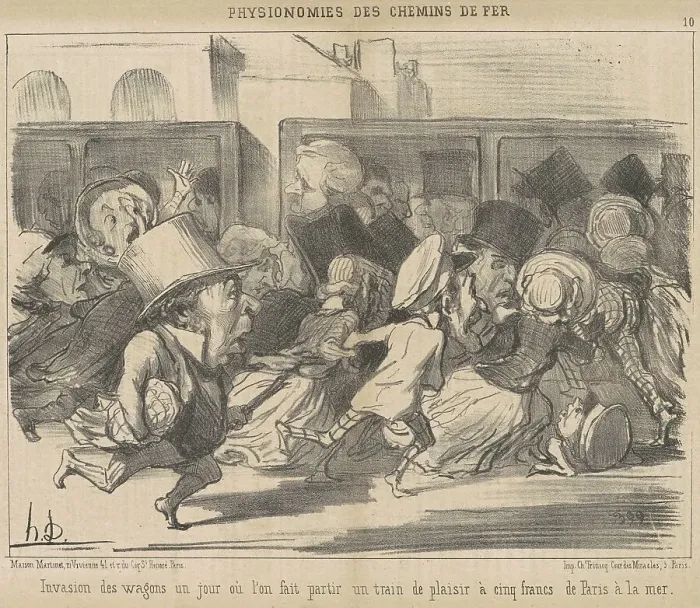 Framed Print : Invasion es wagons un jour ou l'on fait partir, 19th century. Creator: Honore Daumier Framed Print : Invasion es wagons un jour ou l'on fait partir, 19th century. Creator: Honore Daumier
