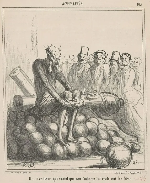Framed Print : Un inventeur qui craint que son fonds ne luis reste... 19th century. Creator: Honore Daumier Framed Print : Un inventeur qui craint que son fonds ne luis reste... 19th century. Creator: Honore Daumier