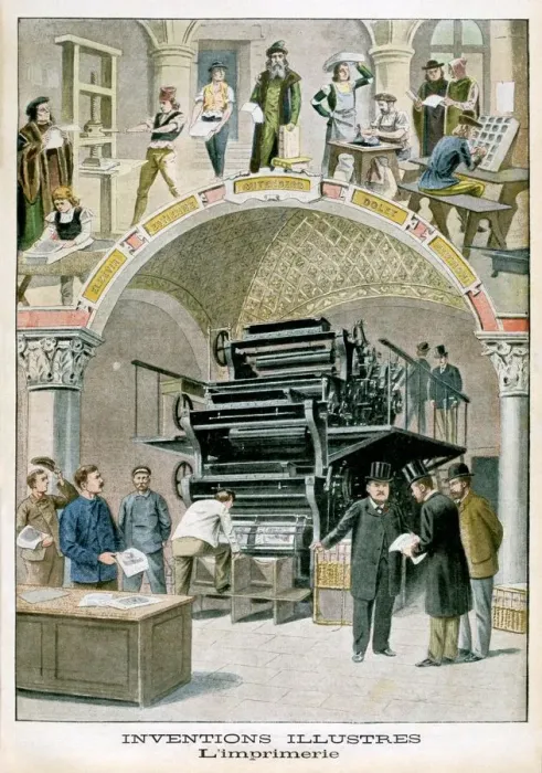 Framed Print : Inventions, The print works, 1901 Framed Print : Inventions, The print works, 1901