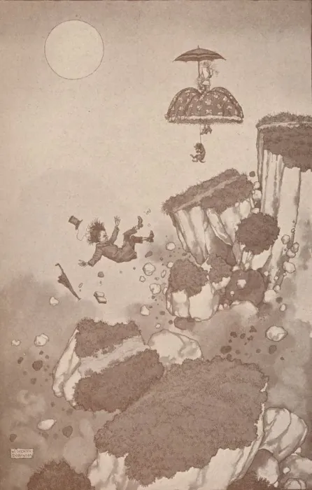 Framed Print : How the inventor of the aeroplane first got the idea during a landslip, c1918 (1919). Artist: W Heath Robinson Framed Print : How the inventor of the aeroplane first got the idea during a landslip, c1918 (1919). Artist: W Heath Robinson