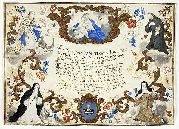 Investiture Certificate of Sister Maria Theresa Baglioni, June 5, 1717. Creator: Unknown