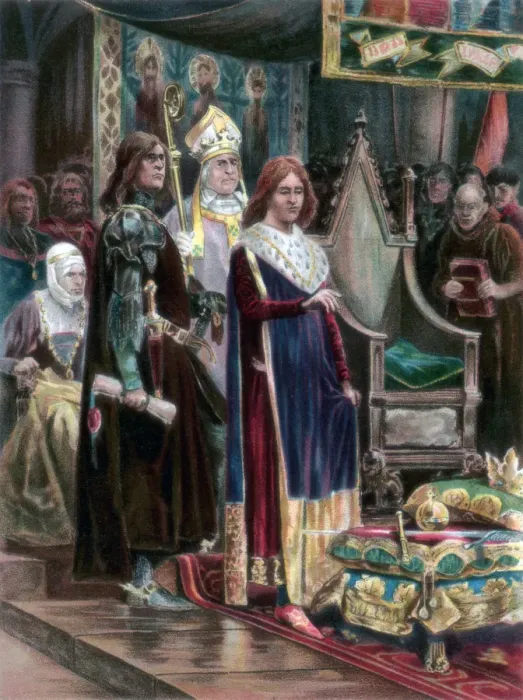 Framed Print : The investiture of Edward III with the Pallium, Westminster, Candlemas Day, 1327, (1902) Framed Print : The investiture of Edward III with the Pallium, Westminster, Candlemas Day, 1327, (1902)