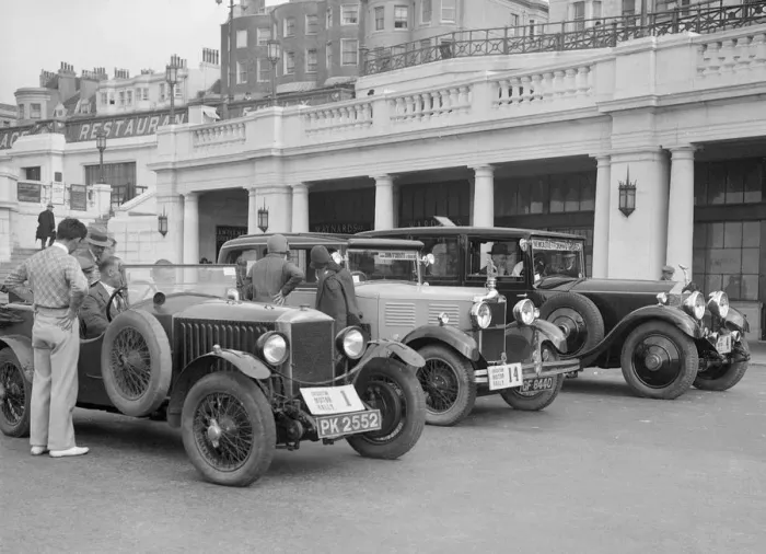 Framed Print : Invicta of DM Healey and a Standard Sportsmans saloon at the B&HMC Brighton Motor Rally, 1930 Framed Print : Invicta of DM Healey and a Standard Sportsmans saloon at the B&HMC Brighton Motor Rally, 1930