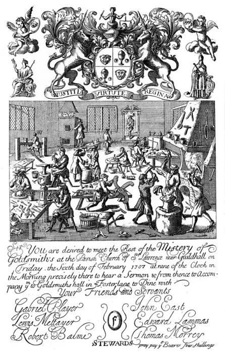Framed Print : Invitation to a meeting of the Goldsmiths Company, 1707, (1894) Framed Print : Invitation to a meeting of the Goldsmiths Company, 1707, (1894)
