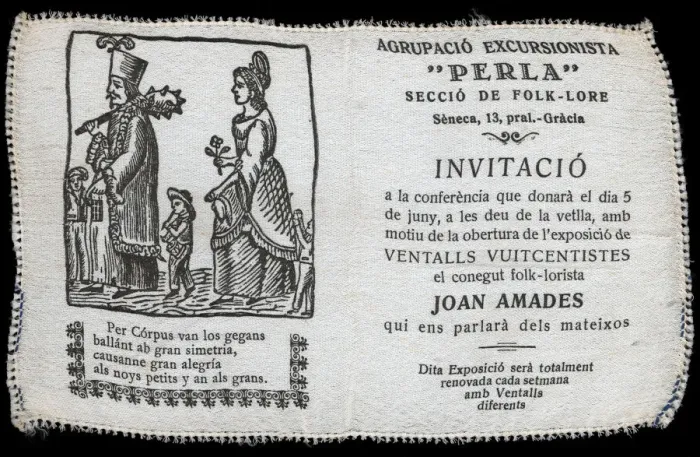 Framed Print : Invitation made in silk for the exhibition of 19th century fans organized by Joan Amades Framed Print : Invitation made in silk for the exhibition of 19th century fans organized by Joan Amades