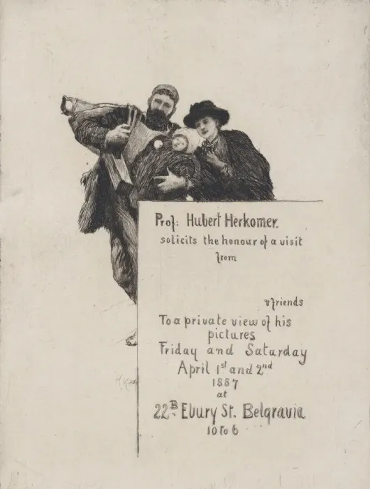 Framed Print : Invitation with vignette from The First Born'(with text), 1887. 1887 Framed Print : Invitation with vignette from The First Born'(with text), 1887. 1887