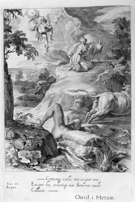 Framed Print : Io changed into a cow: Mercury cuts off Argus head, 1655. Artist: Michel de Marolles Framed Print : Io changed into a cow: Mercury cuts off Argus head, 1655. Artist: Michel de Marolles