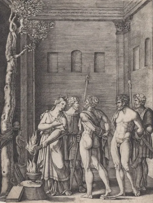 Framed Print : Iphigenia, ca. 1514-36. Creator: Agostino Veneziano Framed Print : Iphigenia, ca. 1514-36. Creator: Agostino Veneziano