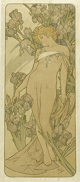 Iris (From the Series Flowers), 1898. Creator: Mucha, Alfons Marie (1860-1939)