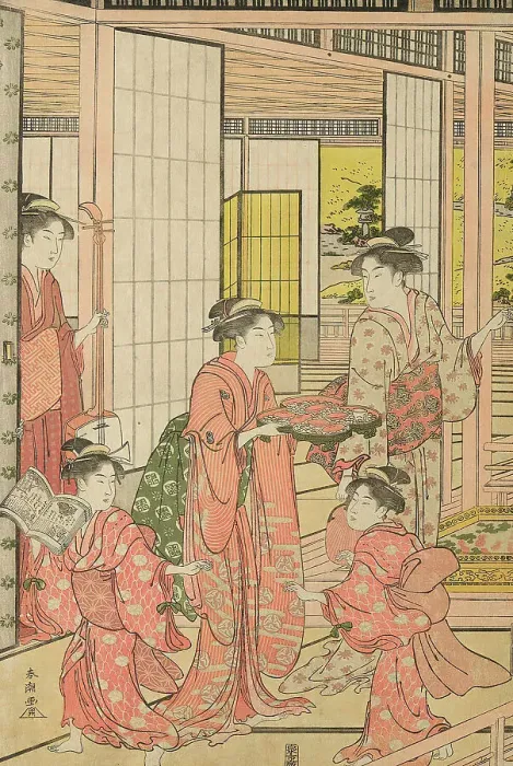 Framed Print : Iris Garden, c. 1781 / 89. Creator: Katsukawa Shuncho Framed Print : Iris Garden, c. 1781 / 89. Creator: Katsukawa Shuncho