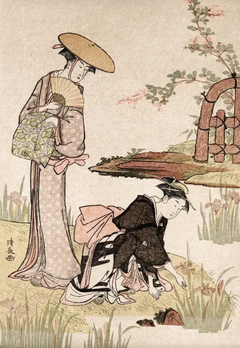 Framed Print : The Iris Garden, c1775-1815. Artist: Torii Kiyonaga Framed Print : The Iris Garden, c1775-1815. Artist: Torii Kiyonaga