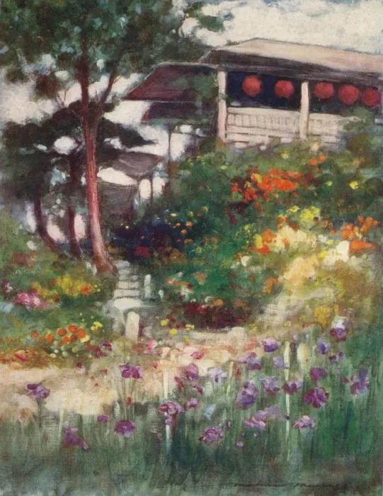 Framed Print : An Iris Garden, c1887, (1901). Artist: Mortimer L Menpes Framed Print : An Iris Garden, c1887, (1901). Artist: Mortimer L Menpes