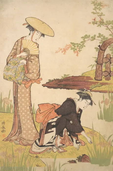 Framed Print : The Iris Garden, ca. 1784. Creator: Torii Kiyonaga Framed Print : The Iris Garden, ca. 1784. Creator: Torii Kiyonaga