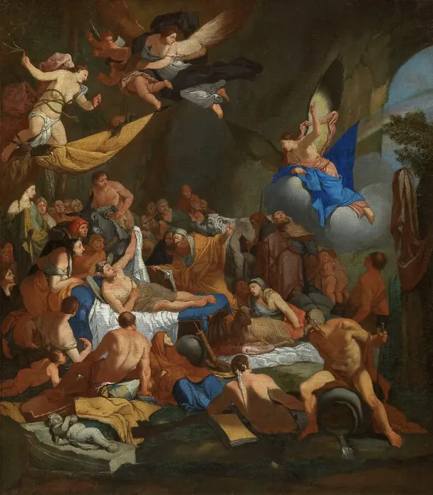 Framed Print : Iris in the Kingdom of Hypnos, c 1670. Creator: Carpioni; Giulio (1613-1678) Framed Print : Iris in the Kingdom of Hypnos, c 1670. Creator: Carpioni; Giulio (1613-1678)