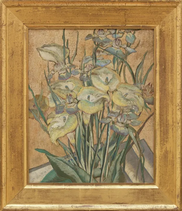 Framed Print : Irises and Calla Lilies, between c1890 and 1905. Creator: Maria Oakey Dewing Framed Print : Irises and Calla Lilies, between c1890 and 1905. Creator: Maria Oakey Dewing