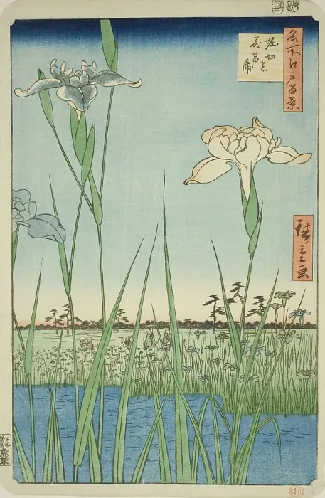 Framed Print : Irises at Horikiri (Horikiri no hanashobu), from the series One Hundred Famous Views... 1857. Creator: Ando Hiroshige. Irises at Horikiri (Horikiri no hanashobu), from the series One Hundred Famous Views... 1857. Creator: Ando Hiroshige Framed Print : Irises at Horikiri (Horikiri no hanashobu), from the series One Hundred Famous Views... 1857. Creator: Ando Hiroshige. Irises at Horikiri (Horikiri no hanashobu), from the series One Hundred Famous Views... 1857. Creator: Ando Hiroshige