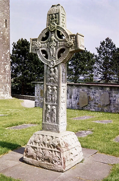 Irish Celtic High Cross, Clonmacnoise, Ireland. 9th century