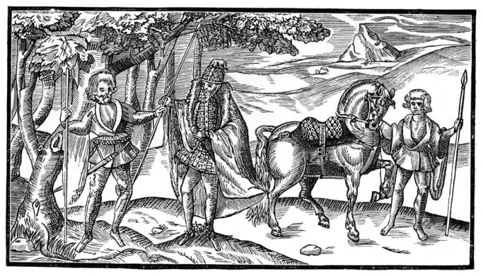 Framed Print : An Irish chief and his attendants, 1581, (1893) Framed Print : An Irish chief and his attendants, 1581, (1893)