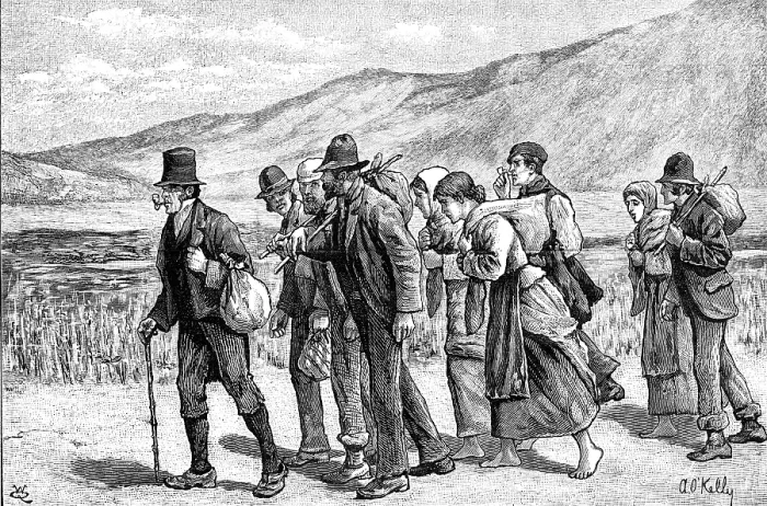 Framed Print : Irish harvesters on their way to England, 1881. Creator: W. Q Framed Print : Irish harvesters on their way to England, 1881. Creator: W. Q
