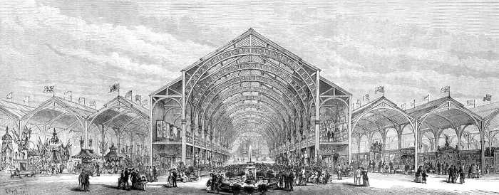 Framed Print : The Irish Industrial Exhibition at Cork: interior sectional view, 1883. Creator: Unknown Framed Print : The Irish Industrial Exhibition at Cork: interior sectional view, 1883. Creator: Unknown