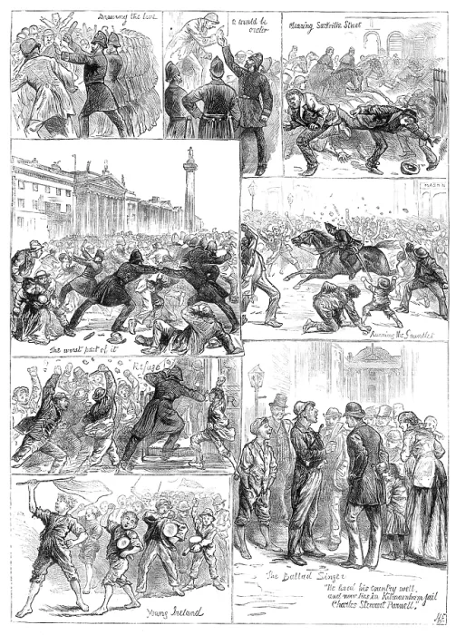 Framed Print : The Irish Land League Agitation: sketches in Dublin - Saturday evening, Oct. 16, 1881. Creator: Unknown Framed Print : The Irish Land League Agitation: sketches in Dublin - Saturday evening, Oct. 16, 1881. Creator: Unknown
