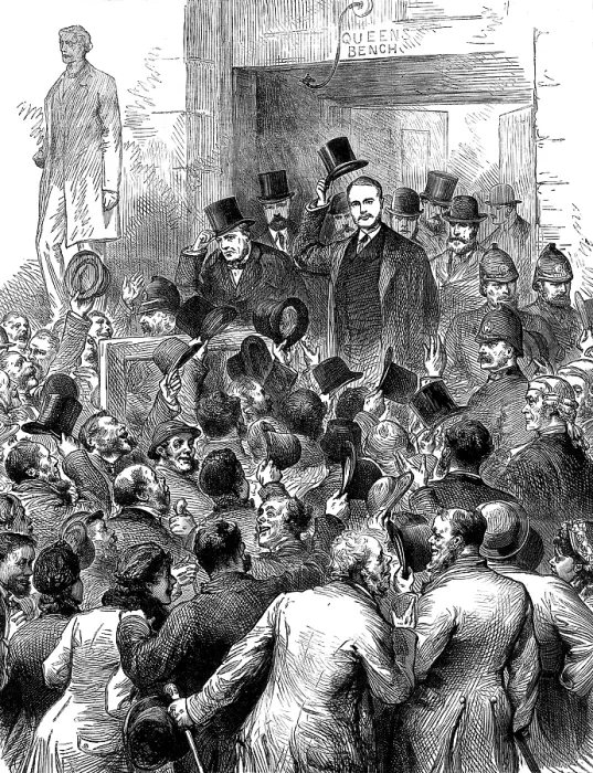 Framed Print : The Irish Land League Trials in Dublin; the traversers leaving the court, 1881. Creator: Unknown Framed Print : The Irish Land League Trials in Dublin; the traversers leaving the court, 1881. Creator: Unknown