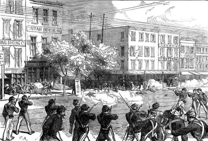 Framed Print : The Irish Orange Riots in New York, 1871. Creator: Unknown Framed Print : The Irish Orange Riots in New York, 1871. Creator: Unknown