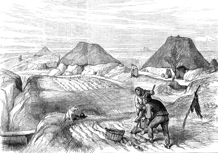Framed Print : Irish Sketches: bog village, County Roscommon, 1880. Creator: Unknown Framed Print : Irish Sketches: bog village, County Roscommon, 1880. Creator: Unknown