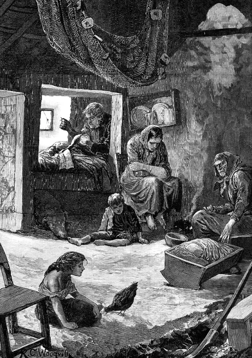 Framed Print : Irish Sketches: a fisherman's cabin in Connemara, 1880. Creator: Unknown Framed Print : Irish Sketches: a fisherman's cabin in Connemara, 1880. Creator: Unknown