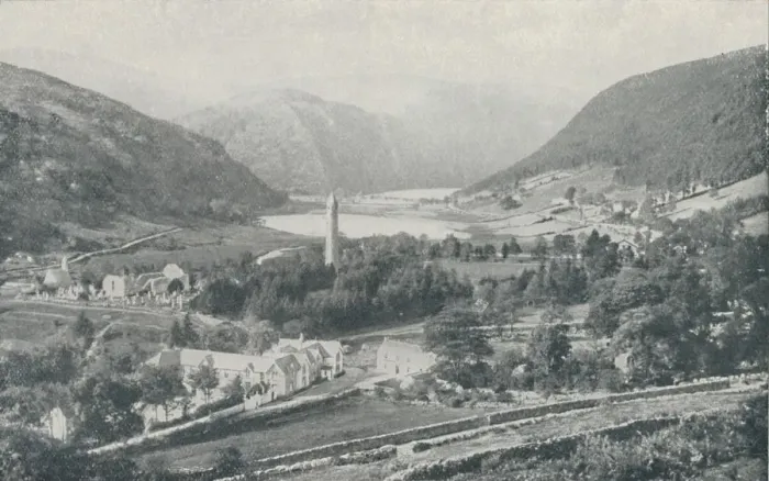 Framed Print : An Irish Village (Glendalough), 1910. Artist: Valentine & Sons Framed Print : An Irish Village (Glendalough), 1910. Artist: Valentine & Sons