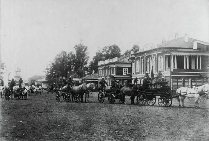 Framed Print : Irkutsk police fire brigade. Convoy of the second division, 1894. Creator: R Prorokov Framed Print : Irkutsk police fire brigade. Convoy of the second division, 1894. Creator: R Prorokov