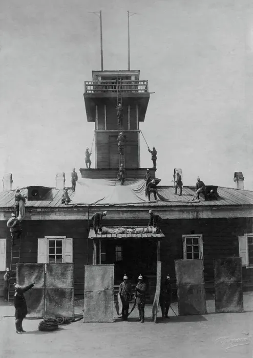 Framed Print : Irkutsk police fire brigade. Exercise with tarpaulins, shields, crowbar and hooks, 1894. Creator: R Prorokov Framed Print : Irkutsk police fire brigade. Exercise with tarpaulins, shields, crowbar and hooks, 1894. Creator: R Prorokov