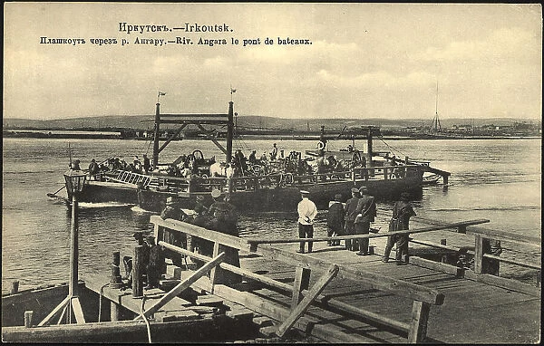 Irkutsk A pontoon across the Angara River, 1904-1914. Creator: Unknown