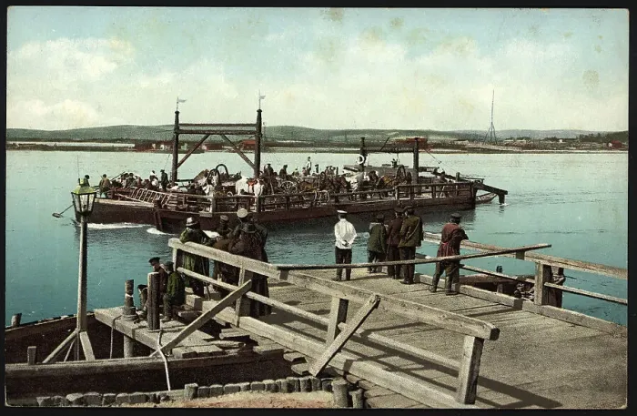 Framed Print : Irkutsk pontoon boat on the Angara River, 1904-1914. Creator: Unknown Framed Print : Irkutsk pontoon boat on the Angara River, 1904-1914. Creator: Unknown