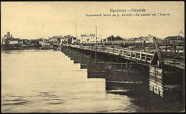 Irkutsk Pontoon bridge on the Angara River, 1904-1917. Creator: Unknown