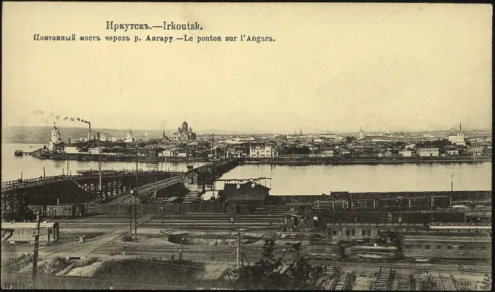 Framed Print : Irkutsk Pontoon bridge over the Angara River, 1904-1917. Creator: Unknown Framed Print : Irkutsk Pontoon bridge over the Angara River, 1904-1917. Creator: Unknown