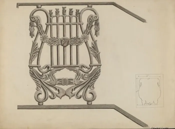 Framed Print : Iron Bannister, c. 1936. Creator: Edward L Loper Framed Print : Iron Bannister, c. 1936. Creator: Edward L Loper