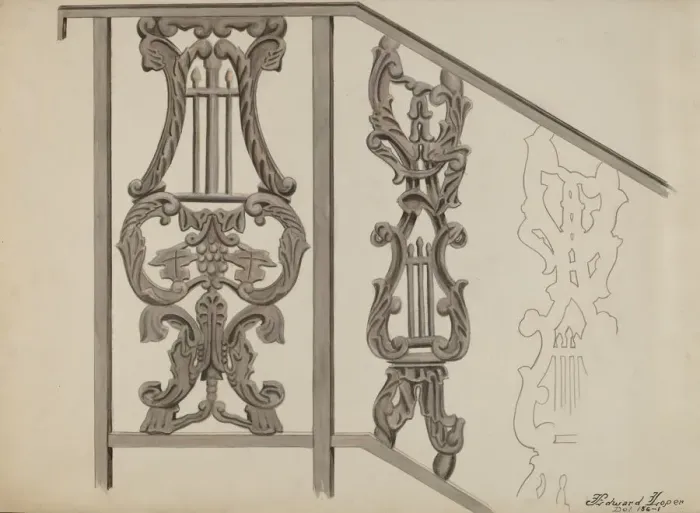Framed Print : Iron Bannister, c. 1936. Creator: Edward L Loper Framed Print : Iron Bannister, c. 1936. Creator: Edward L Loper