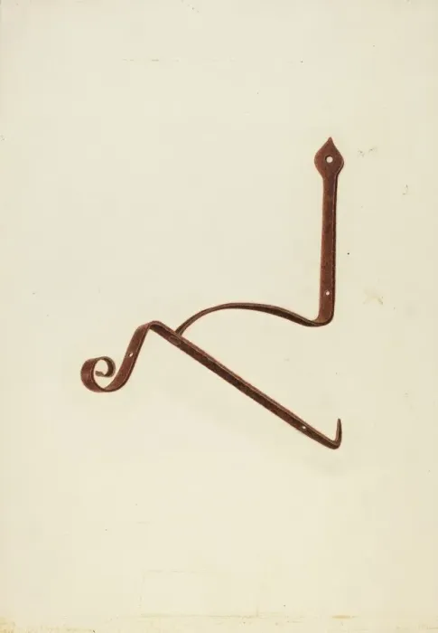Framed Print : Iron Bracket from Zoar Tavern, c. 1938. Creator: Ralph Russell Framed Print : Iron Bracket from Zoar Tavern, c. 1938. Creator: Ralph Russell