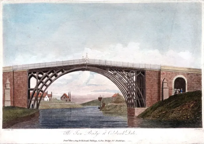 Framed Print : Iron bridge across the Severn at Ironbridge, Coalbrookdale, England, built 1779 (1809) Framed Print : Iron bridge across the Severn at Ironbridge, Coalbrookdale, England, built 1779 (1809)