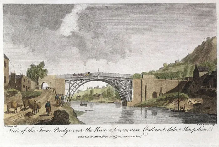 Framed Print : Iron bridge across the Severn at Ironbridge, Coalbrookdale, England, built 1779 Framed Print : Iron bridge across the Severn at Ironbridge, Coalbrookdale, England, built 1779