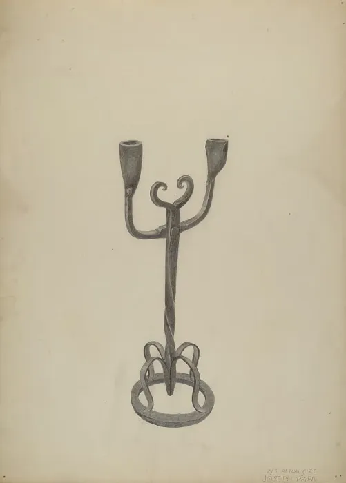 Framed Print : Iron Candlestick, c. 1938. Creator: Joseph Papa Framed Print : Iron Candlestick, c. 1938. Creator: Joseph Papa